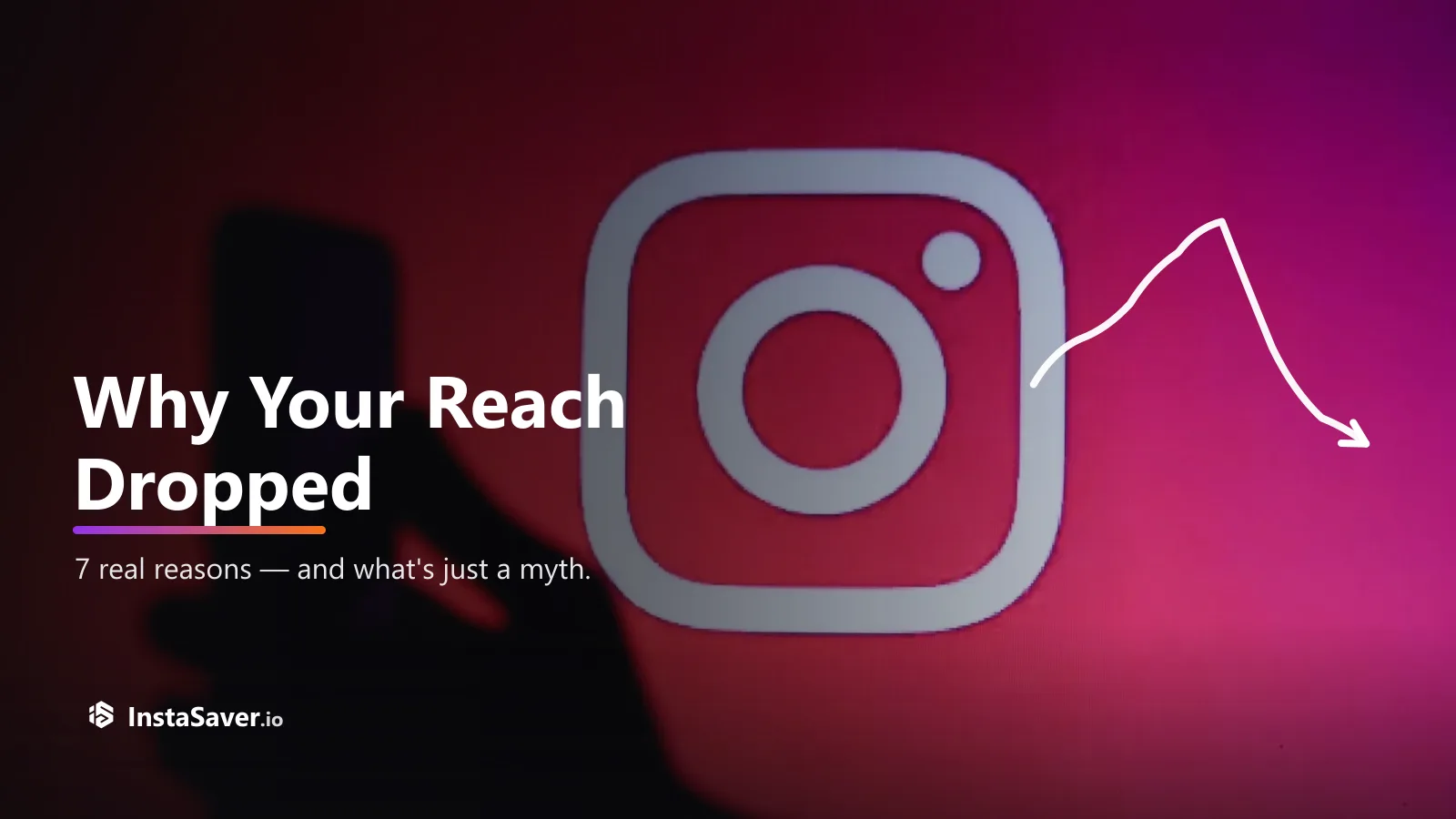 The Instagram logo with a line chart dropping off a cliff
