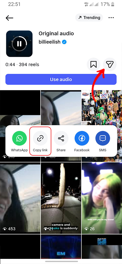 Step 1: Copy Instagram audio link