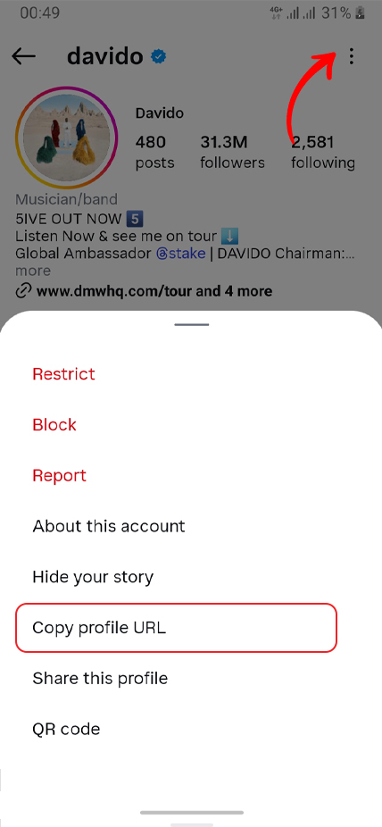 Step 1: Open Instagram profile with stories
