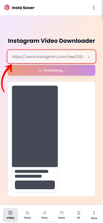 Step 2: Paste reel link in Insta Saver