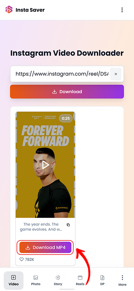 Step 3: Download reel in HD